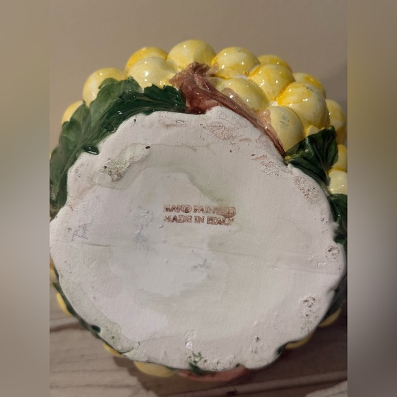 Vintage Italian Pitcher Yellow Grapes Green leaves Hand Painted Made In Italy - Picture 5 of 8